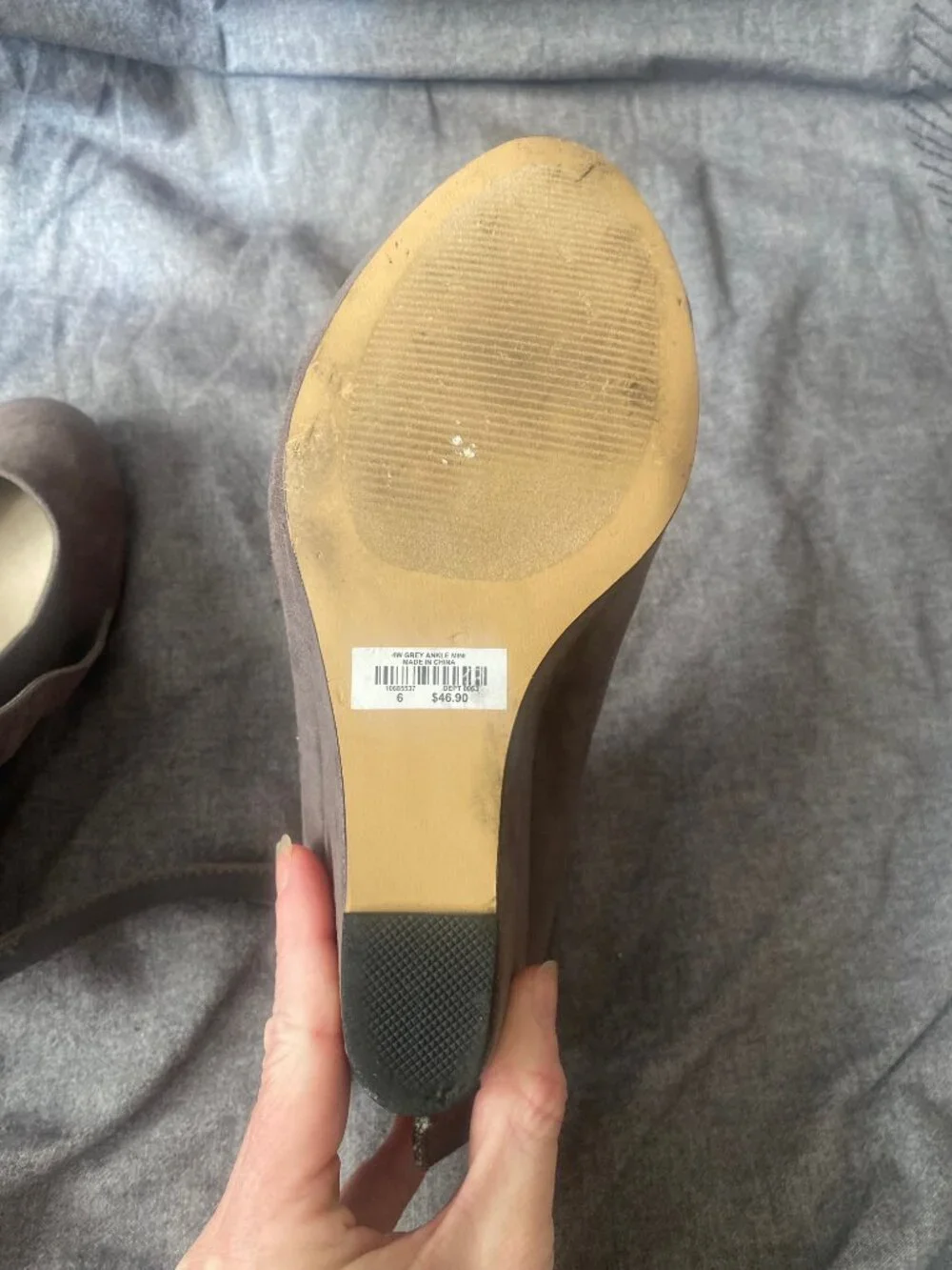 Torrid Gray Faux Suede Mary Jane Wedge Pumps